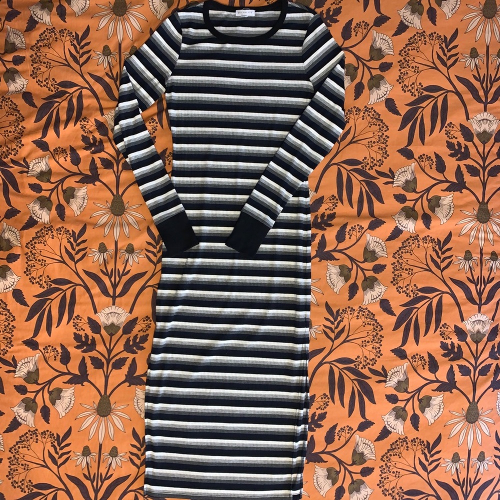 Socialite LS Thermal Striped Bodycon Dress Size S